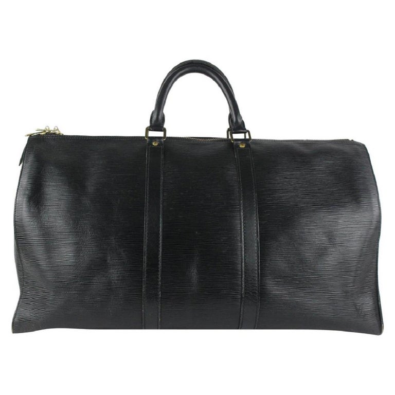 Louis Vuitton Black Epi Leather Noir Keepall 50 Boston Duffle Bag ...