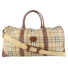 Vintage Burberry Beige Nova Check Boston Duffle Bag with Strap 921bur75