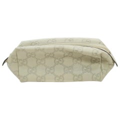 Vintage Gucci Off-White Guccissima Leather Cosmetic Pouch Make Up Pouch 861227