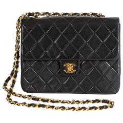 1980s Exception Black Chanel Quilted Bag