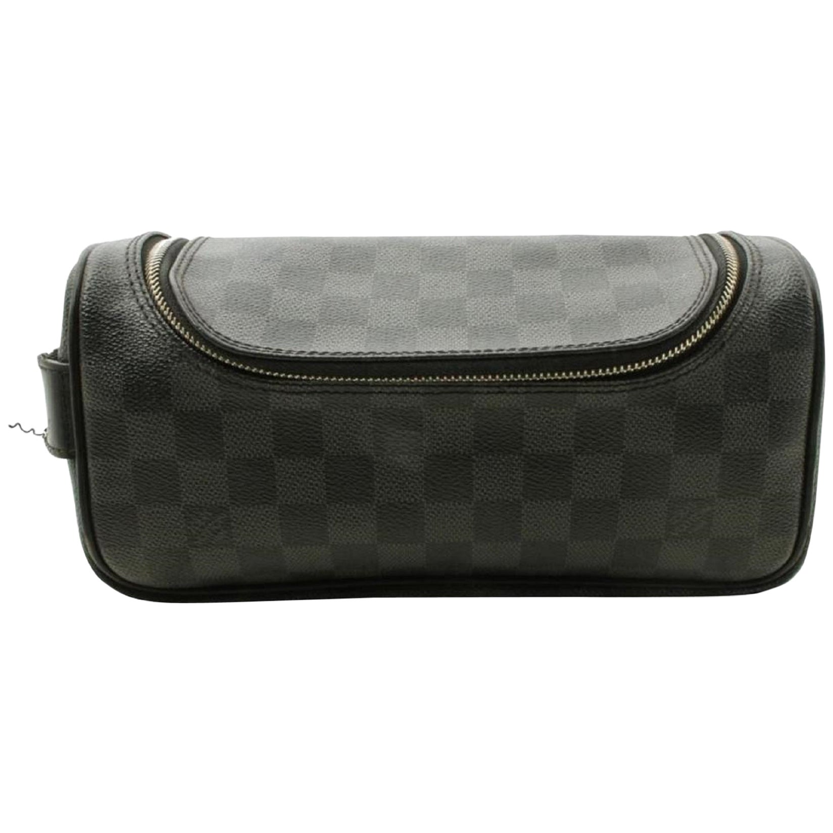 Louis Vuitton - Pochette de toilette noire en damier et graphite pour maquillage 862014 en vente