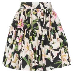 Dolce & Gabbana Lilly print cotton flared multicolour skirt 