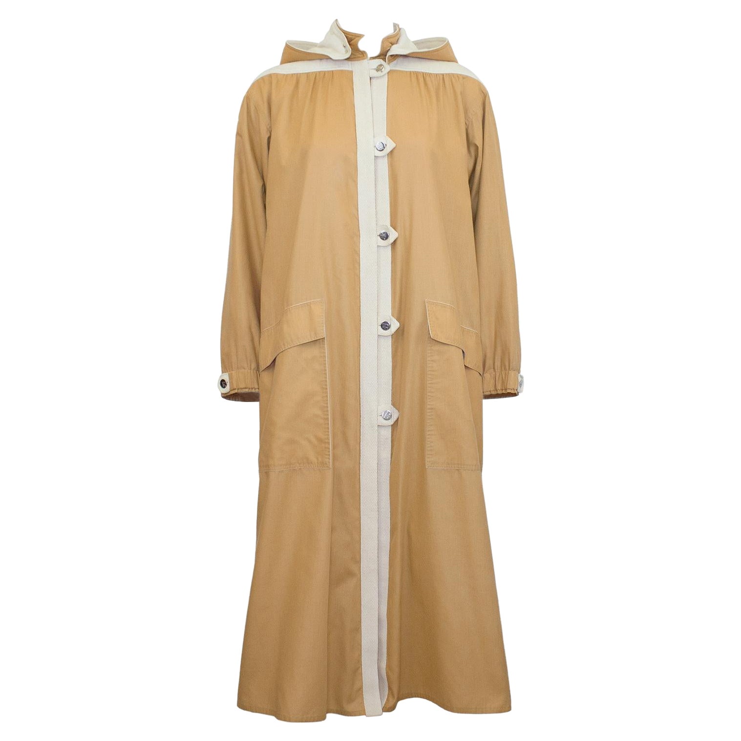 1970s Courreges Camel Car Coat with Hood 