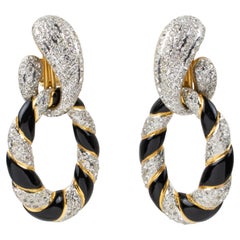 Valentino Oversized Jeweled Door Knocker Dangle Clip Earrings