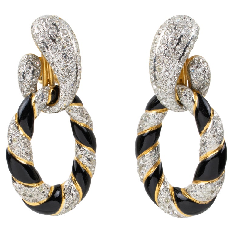 Valentino Oversized Jeweled Door Knocker Dangle Clip Earrings For Sale at  1stDibs | valentino clip on earrings, valentino earrings black, valentino  gold hoop earrings