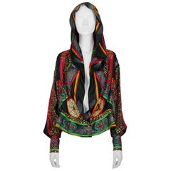 Hermes Vintage Feux d'Artifice 150th Anniversary Silk Hooded Blouse