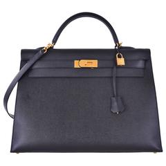 Hermes Kelly 40CM Black Epsom Gold Hardware JaneFinds