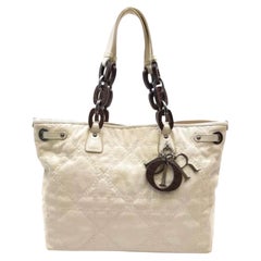 Christian  Dior Tote Shopping  Bag White Canvas Bag With Logo,  Medium 