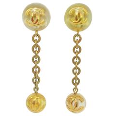 Vintage Chanel Collection 25 Lucite Ball Drop Clip On Earrings