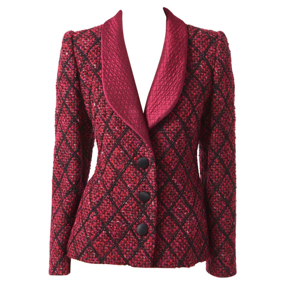 Galanos Embellished Tweed Fitted Jacket For Sale