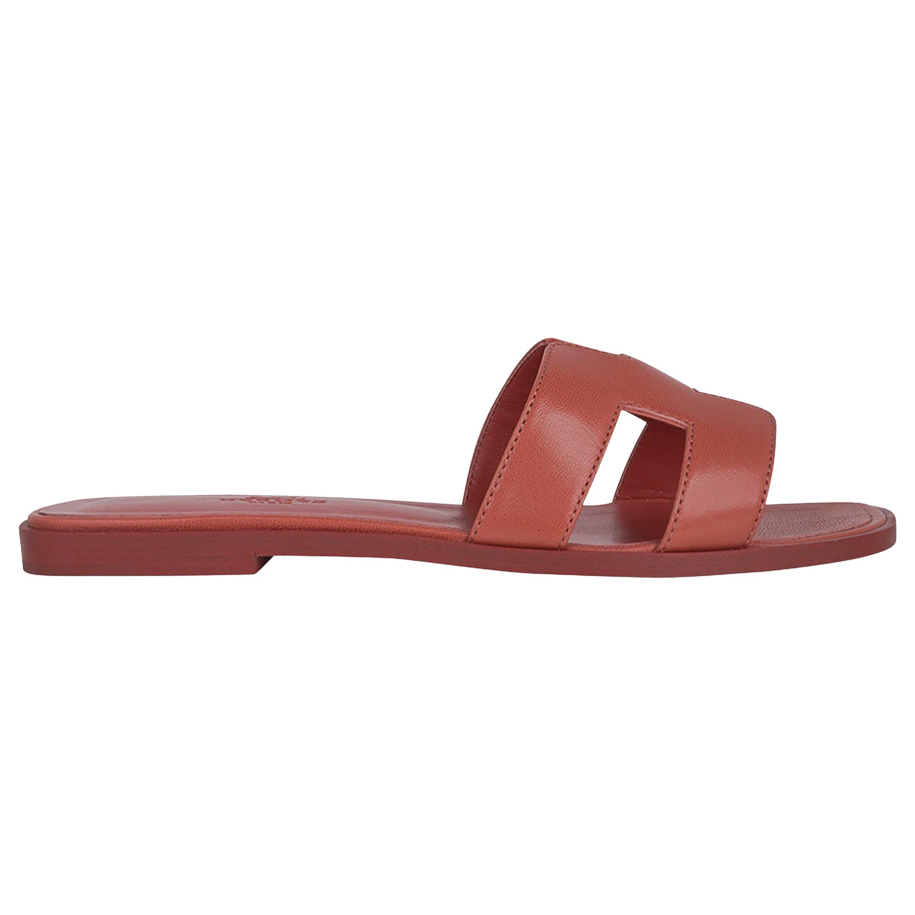 Hermes Rose Aube Oran Sandale Flach Slide Schuhe 37.5 im Angebot