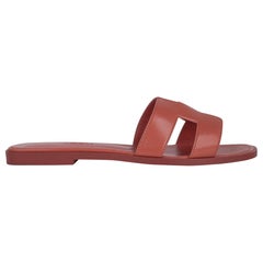 Hermes Rose Aube Oran Sandal Flat Slide Shoes 37.5