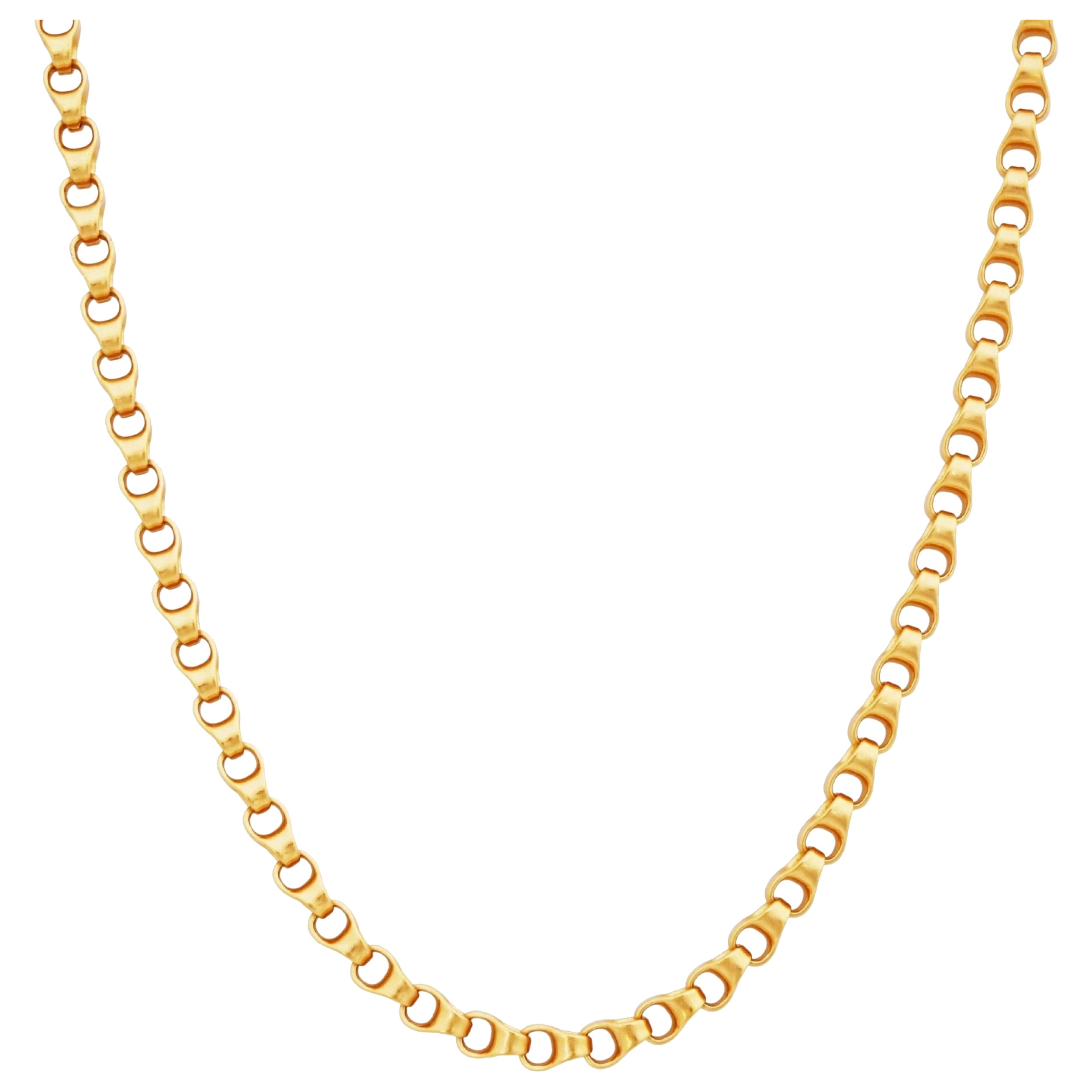 24" Satin Gold Link Chain Layering Necklace By Anne Klein, 1980s