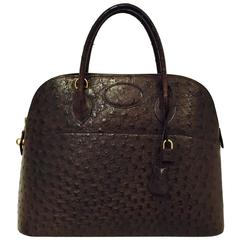 1995 Hermes Bolide 35 Brown Ostrich GHW Excellent Condition 3