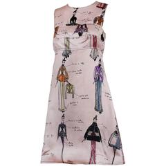 1990's Franck Sorbier Pink Silk Printed A-Line Mini Day Dress 11