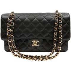 Chanel Black Caviar Leather Classic with Gold Hardware- Medium Double Flap 