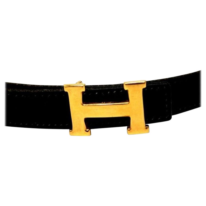 Hermès Black x Gold 18mm Reversible H Logo Belt Kit 861064 