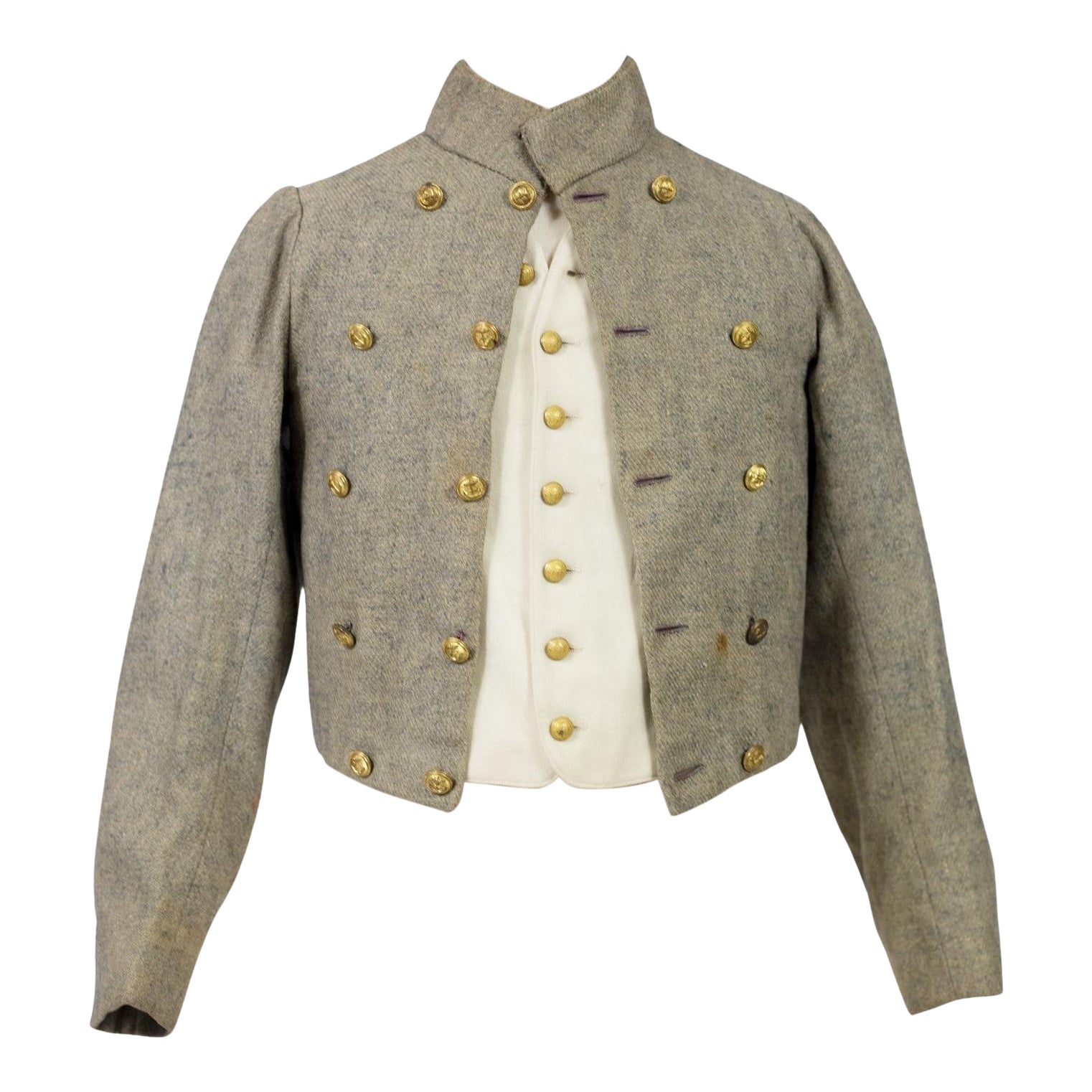 A young boy frock coat and waistcoat in chiné Indigo wool - France Circa 1880- For Sale