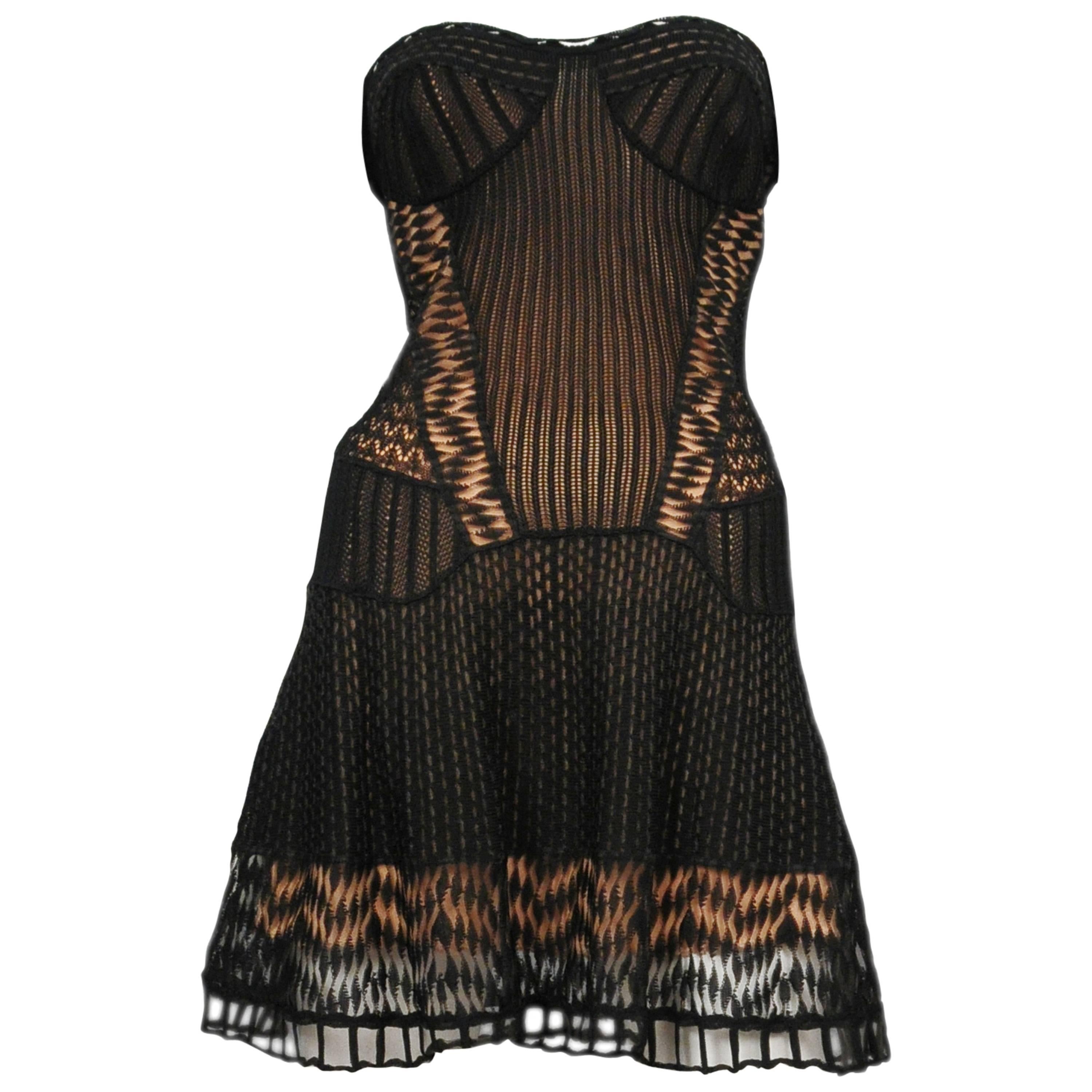 Christian Dior Lace Crochet Strapless Dress