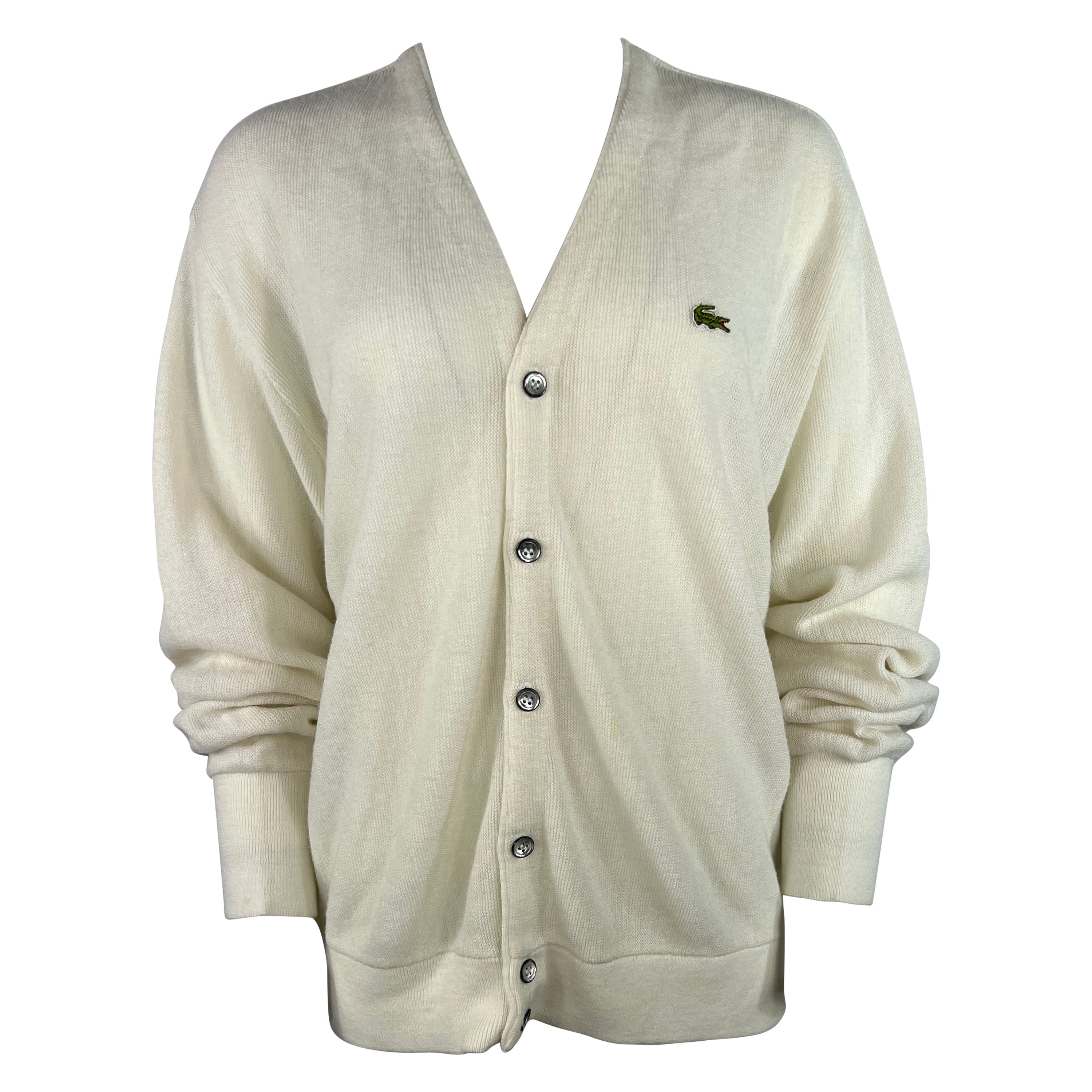 Lacoste White Cardigan Sweater, Size Large For Sale at 1stDibs | white  lacoste sweater