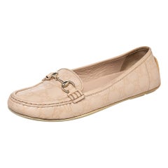 Gucci Beige Guccissima Leather Horsebit Slip On Loafer Size 38