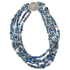 Vintage 5 Strand Murano Glass Bead Necklace / SATURDAY SALE