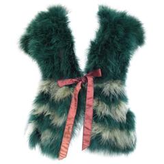1970s Vicky Valere green marabou feather vest