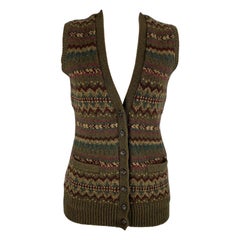 RALPH LAUREN Collection Size S Olive & Burgundy Wool / Cashmere Vest