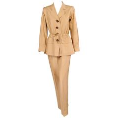Vintage Yves Saint Laurent Rive Gauche Silk Safari Suit