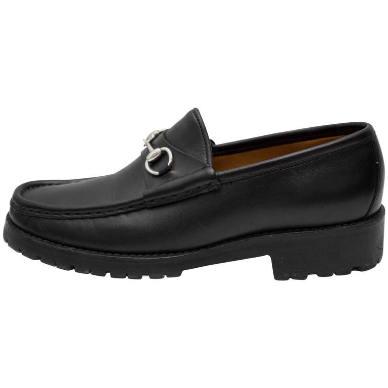 1990's Gucci Black Lug Soled Loafers at 1stdibs
