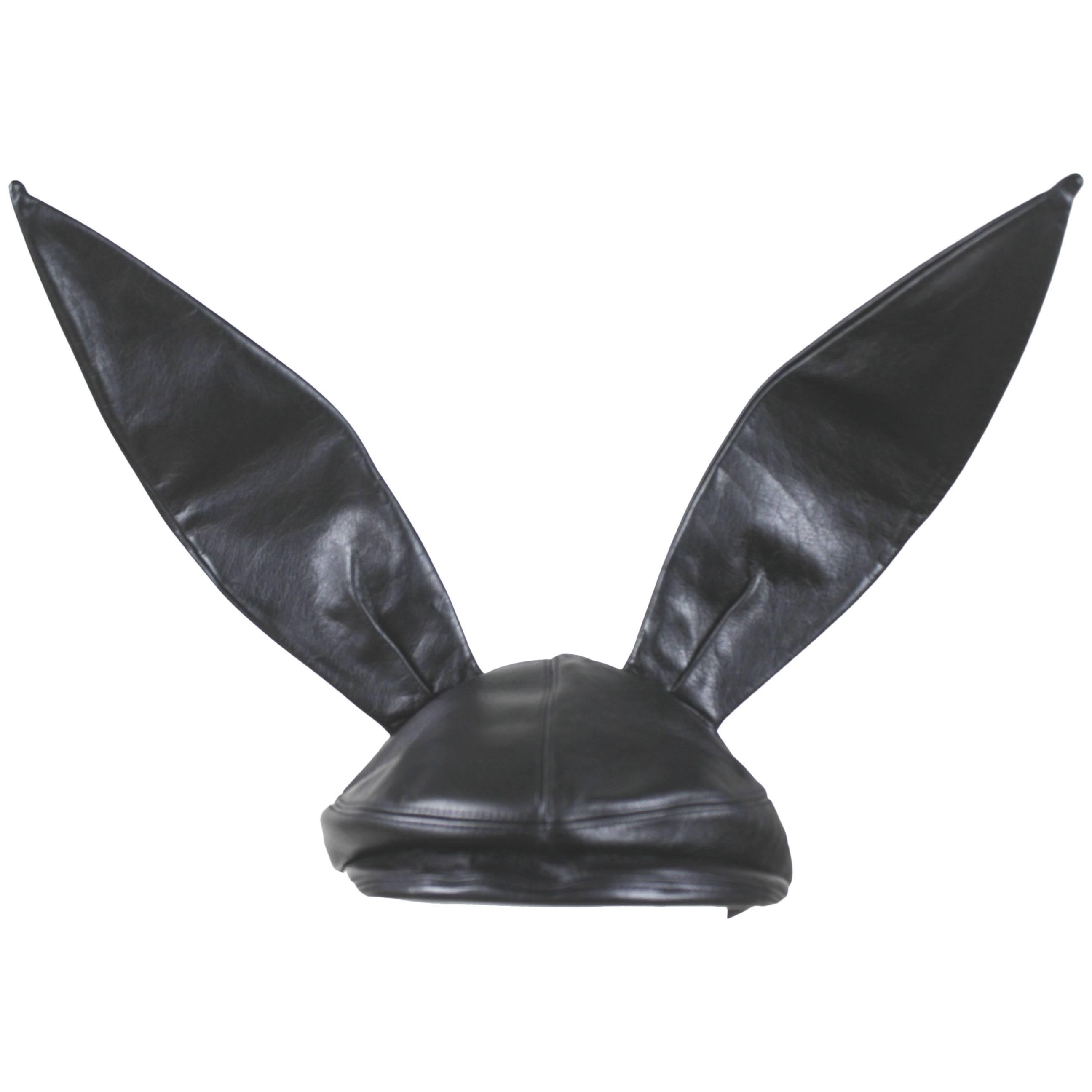 Comme des Garcons / Stephen Jones Leather Bunny Ear Cap AD 2013