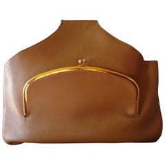 Rare Bonnie Cashin for Coach Large Kisslock Tote Bag NYC British Tan Leather 60s