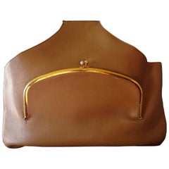 Rare Bonnie Cashin for Coach Large Kisslock Tote Bag NYC British Tan Leather 60s