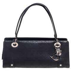Dior Black Cannage Leather Lady Dior East/West Tote