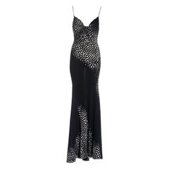 Vintage Roberto Cavalli black and white silk bias cut floor-length dress, ss 1999
