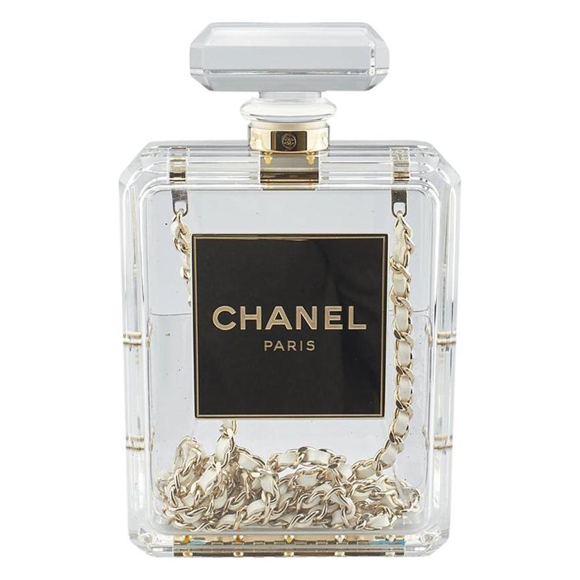 Chanel Limited Edition Transparent Bottle Minaudière Clutch Plexiglass Bag For Sale