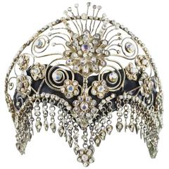 Vintage Ornate Scroll Work Claw Set Crystal Head Dress 4