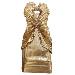 Vintage Thierry Mugler Iconic Gold Seidenlamé Bustierkleid