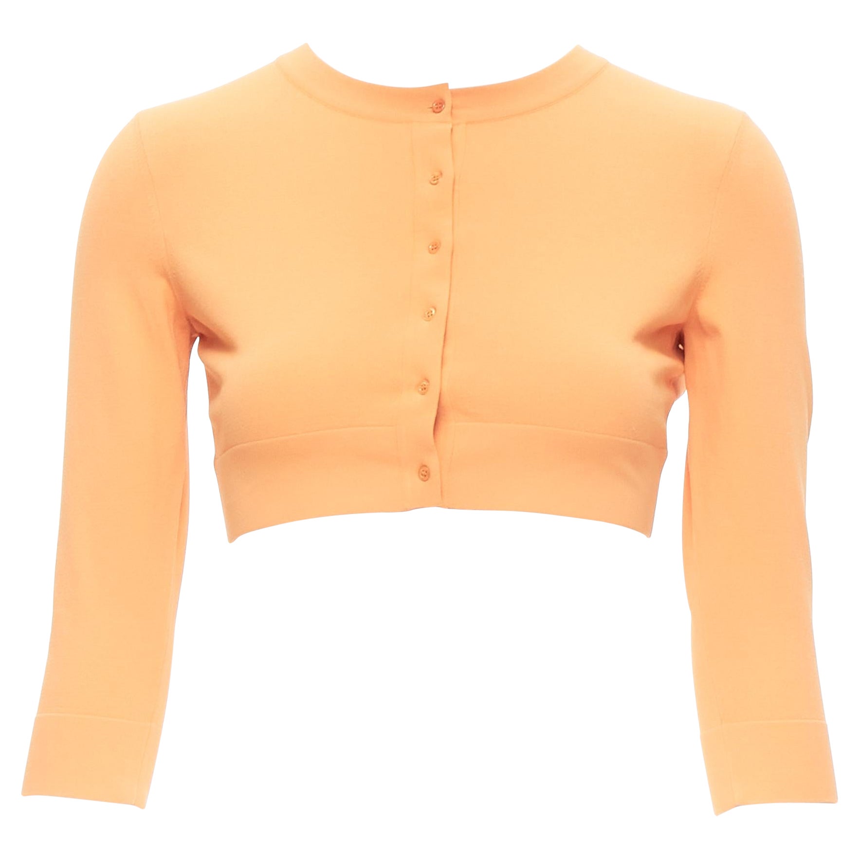 new ALAIA Signature cropped stretch knit button cardigan Peche orange FR38 S For Sale