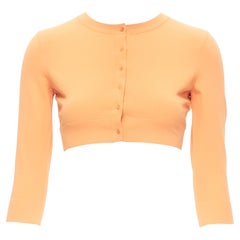 new ALAIA Signature cropped stretch knit button cardigan Peche orange FR38 S