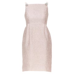 DOLCE GABBANA pink jacquard crystal rhinestone button cocktail dress IT36 XS