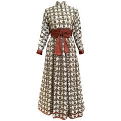 1970s brown and silver maxi lace dress 