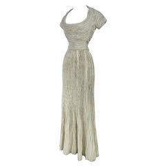 Vintage A Silver Lamé Evening Dress by Lucile Manguin - France Haute Couture Circa 1940