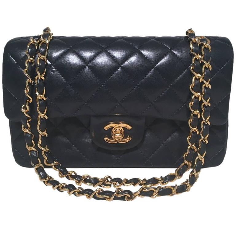 Chanel Vintage Navy Blue 9" Double Flap Classic 2.55 Shoulder Bag For