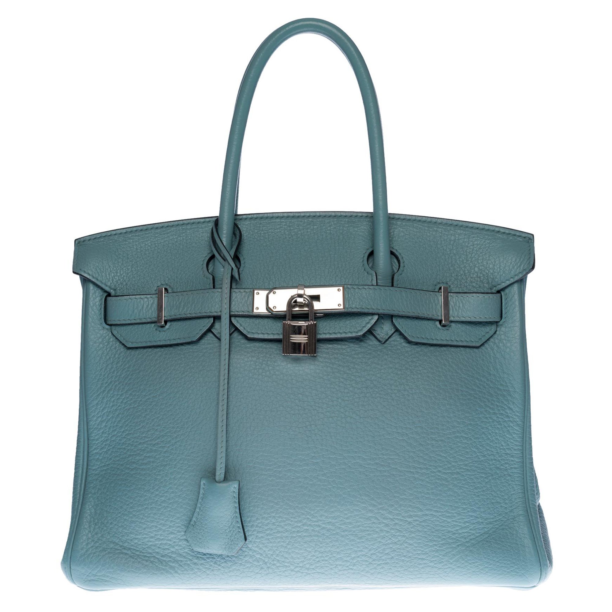 Stunning Hermès Birkin 30 handbag in Bleu ciel Togo leather, SHW