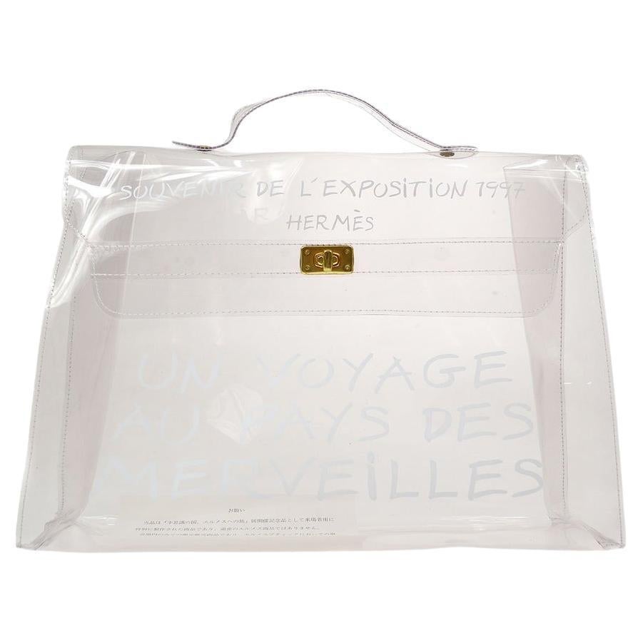 HERMES Kelly Clear Transparent PVC Vinyl Souvenir Travel Top Handle Tote Bag