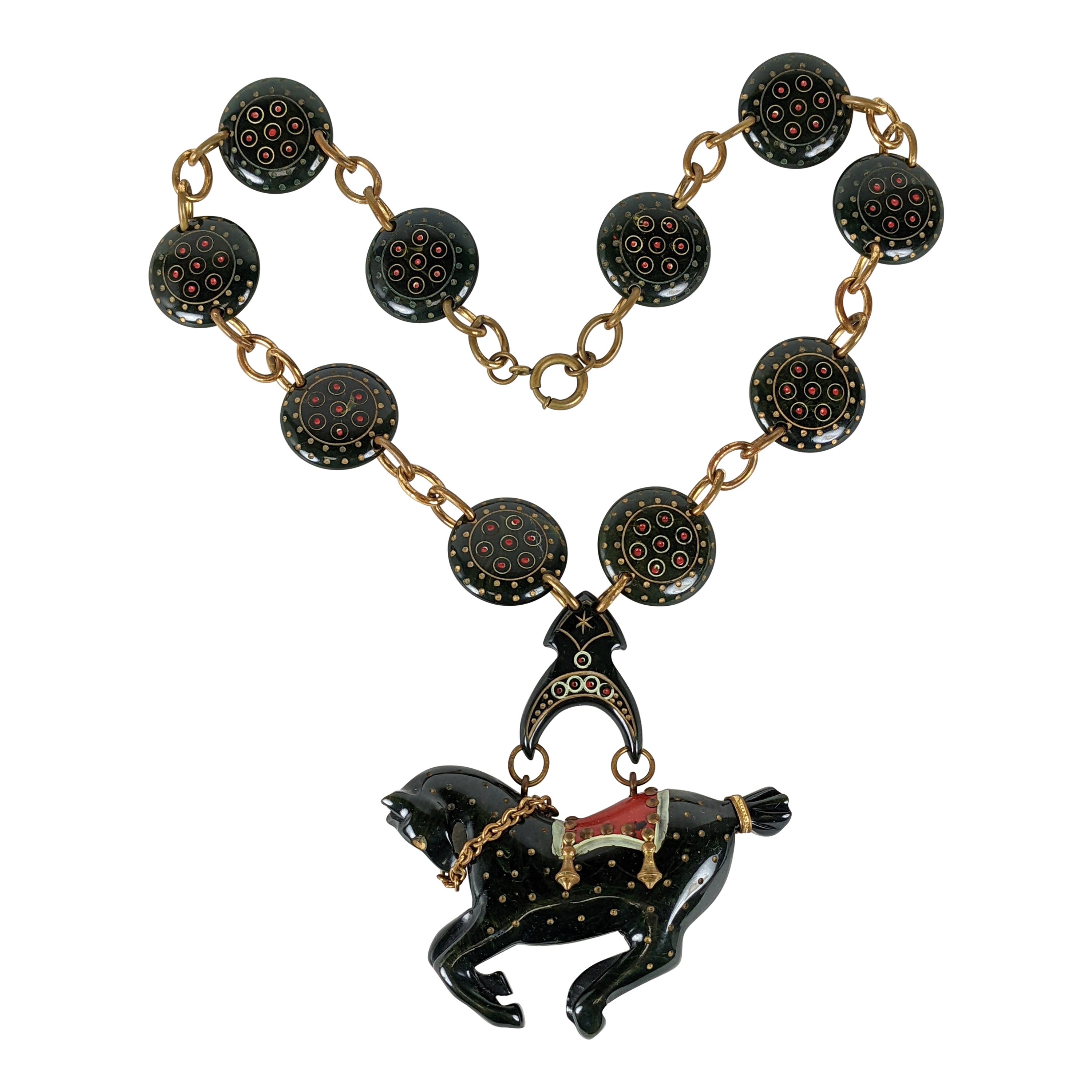 Rare Art Deco Bakelite Carousel Horse Necklace