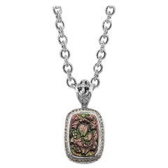 Pendentif en argent sterling avec nacre de Tahiti et diamant champagne de 0,50 carat