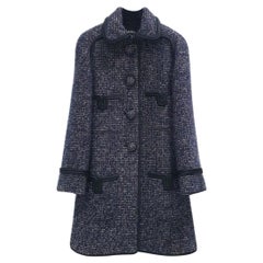 Used Chanel Blue Tweed Coat