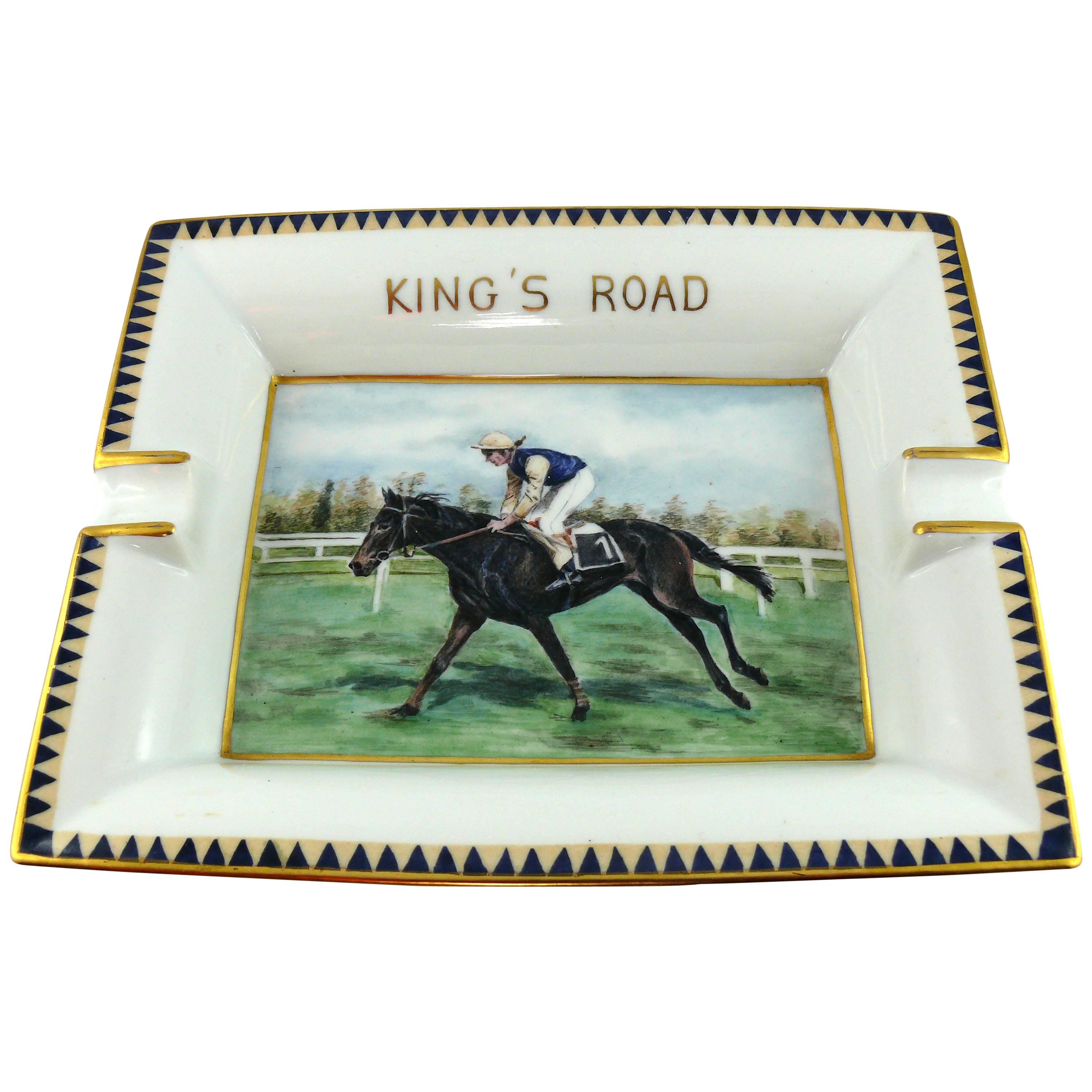 Hermes Equestrian "King's Road" Large Porcelain Cigar Ashtray Pin Tray